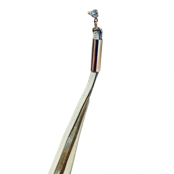 Gold & Beige Rhinestone Drop Earrings - Picture 5 of 6